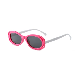 Lunettes de soleil ovales rose et blanc pour enfants 5-12 ans avec protection UV