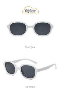 Macro detail of foldable white frame sunglasses for kids with grey UV protective lenses
