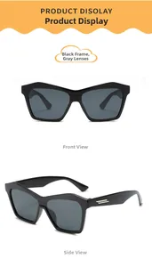 Close-up of kids black wrap-around sunglasses with gray lenses and silver temple accents