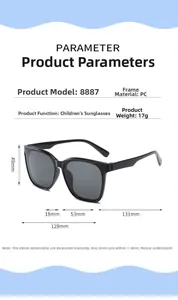 Spécifications de taille pour lunettes de soleil enfants avec monture en PC