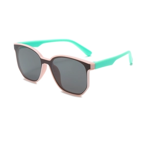 Kids hip-hop color-block sunglasses with UV protection in pink and mint green
