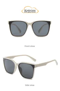 Vues de face et de côté de lunettes de soleil crème pour enfants avec verres gris