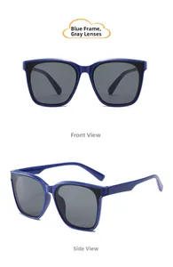 Vues de face et de profil de lunettes de soleil enfant rétro bleues