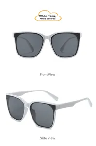 Vues frontale et latérale de lunettes de soleil enfants avec monture blanche et verres gris