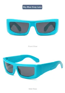 Détails de lunettes de soleil punk bleu ciel pour enfants avec verres gris foncé