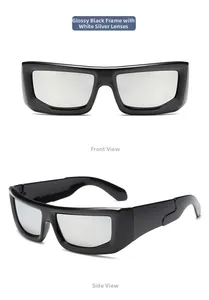 Vue avant et latérale de lunettes de soleil punk argent pour enfants avec verres miroirs