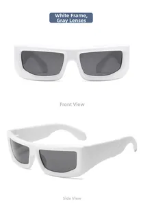Vues frontale et latérale de lunettes de soleil punk pour enfants avec monture blanche