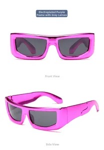 Vues de face et de côté de lunettes de soleil enfant argent liquide violet et gris