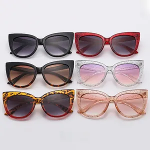 Glitter cat eye sunglasses collection with UV protection in six stylish colors