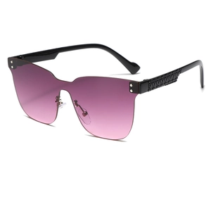 Kids oversized rimless sunglasses with purple gradient lenses and textured black temples