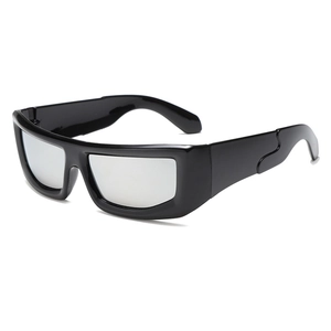 Lunettes de soleil punk en métal liquide argenté pour enfants avec vue latérale futuriste