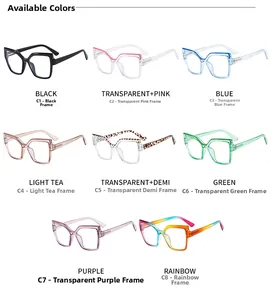 Multi-color collection of cat-eye anti-blue light glasses frames in eight stylish finishes