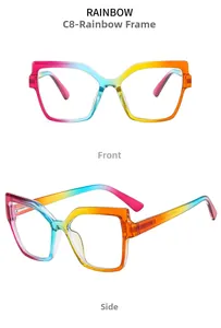 Front and side views of rainbow gradient eyeglasses with model number W6132 52-19-138