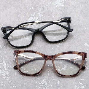 Cat Eye Optical Glasses Frame TR90 And Metal Wave Temples Anti Blue Light Large Retro Eyewear For Women