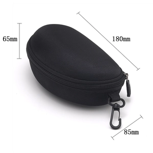 Portable Sunglasses Case EVA Hard Shell Zipper Storage Box With Hook Lightweight Anti-Pressure Travel Accessory Black
