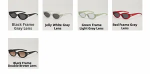 Retro cat-eye sunglasses showcase in multiple colors with metallic hinge details