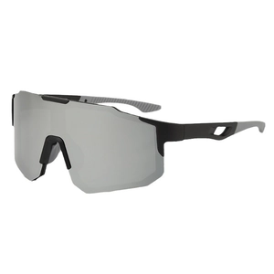 Outdoor cycling sports sunglasses with polarized grey lenses and black-grey frame
