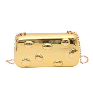 Luxuriöse goldene Clutch-Tasche mit Kette und geprägten ovalen Textur-Details