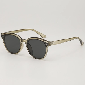 Classic olive green semi-transparent frame sunglasses with dark grey polarized lenses