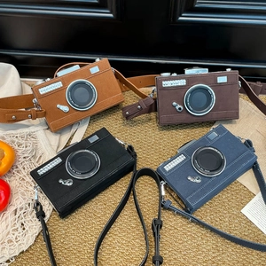Sac À Bandoulière Forme Appareil Photo Rétro Pour Femmes Similicuir Daim Sac À Épaule Boîte Créative Mode Vintage