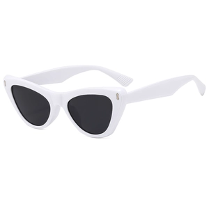 Stylish cat-eye sunglasses with glossy white frame and black lenses for women