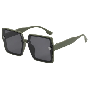 Elegant olive green square oversized sunglasses for women with UV protection