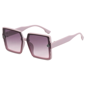 Elegant vintage square oversized sunglasses with purple gradient lenses and G logo decoration