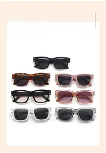 Multiple stylish square frame sunglasses in assorted colors with metallic hinge details