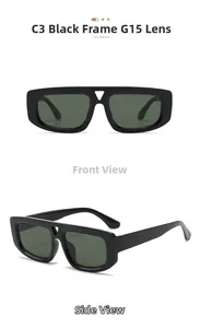 Front and side views of C3 black frame sunglasses with G15 dark green polarized lenses