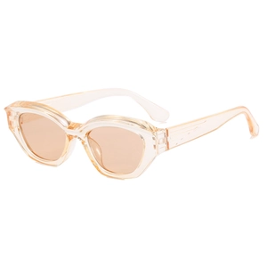 Occhiali da sole cat eye retrò con montatura champagne traslucida e lenti marrone chiaro