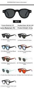 Detailed size specifications for vintage round sunglasses with 58-24-145 dimensions