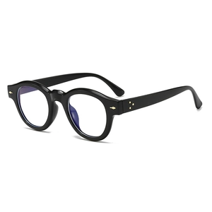 Classic round thick-frame sunglasses with gold rivets and UV protection for men and women