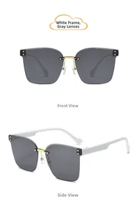 Détails de lunettes de soleil enfant sans monture avec branches blanches texturées