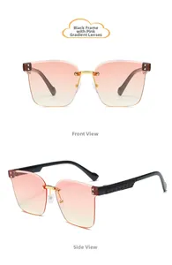 Détail de lunettes sans monture dégradé rose avec branches noires texturées pour enfant