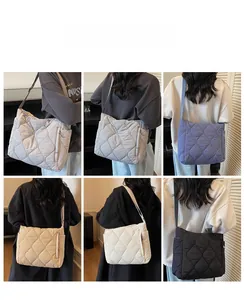 Quilted nylon crossbody bags in multiple colors featuring chic diamond patterns and zippers