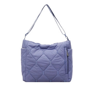 Chic quilted nylon lavender crossbody bag with large capacity and adjustable strap