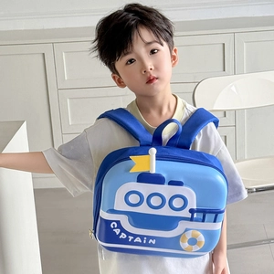 Sac à dos 3D bleu en forme de bateau pour enfants avec coque EVA et motif capitaine