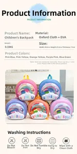 Detail specifications and material overview of rainbow EVA hardshell children backpack