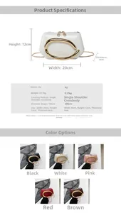 Detailed dimension guide for vintage crossbody bag with gold C-buckle and size specs