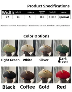 Size chart and color selection for colorful PU leather evening clutch with chain strap