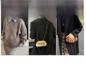 Three ways to wear the elegant evening clutch with a wave metal handle and gold chain strap