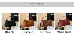 Detailed comparison of four suede hobo bags in black, brown, coffee, and burgundy colors