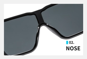 Détail des plaquettes de nez intégrées sur des lunettes de soleil rétro noires