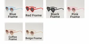 Collage de lunettes de soleil cœur pour enfants montrant divers coloris et verres