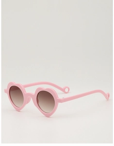 Détails de lunettes de soleil enfants en forme de cœur rose avec branches souples et verres