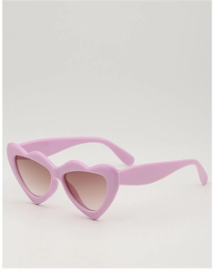 Detailansicht der rosa herzförmigen Kinder-Sonnenbrille mit braunen Verlaufsgläsern
