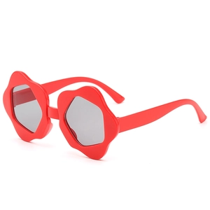 Kids fashion floral sunglasses with red flower frames and grey lenses for summer protection
