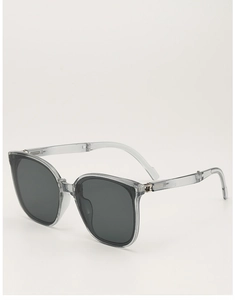 Faltbare Sonnenbrille in Grau transparent mit hochwertigen dunklen Polarisationsgläsern