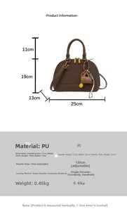 Tabella dimensioni per borsa a cupola in PU marrone con tracolla e ciondolo smiley