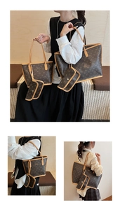 Set dettagliato di borse shopper vintage con monogramma, piccoli borsellini e tracolle